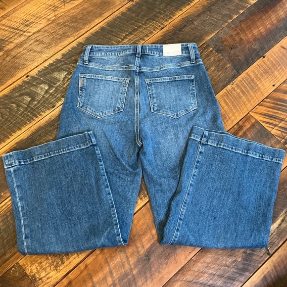 Paige Anessa Exposed Button Fly Wide Leg Jeans Blue Size 28 High Rise - Picture 10 of 14